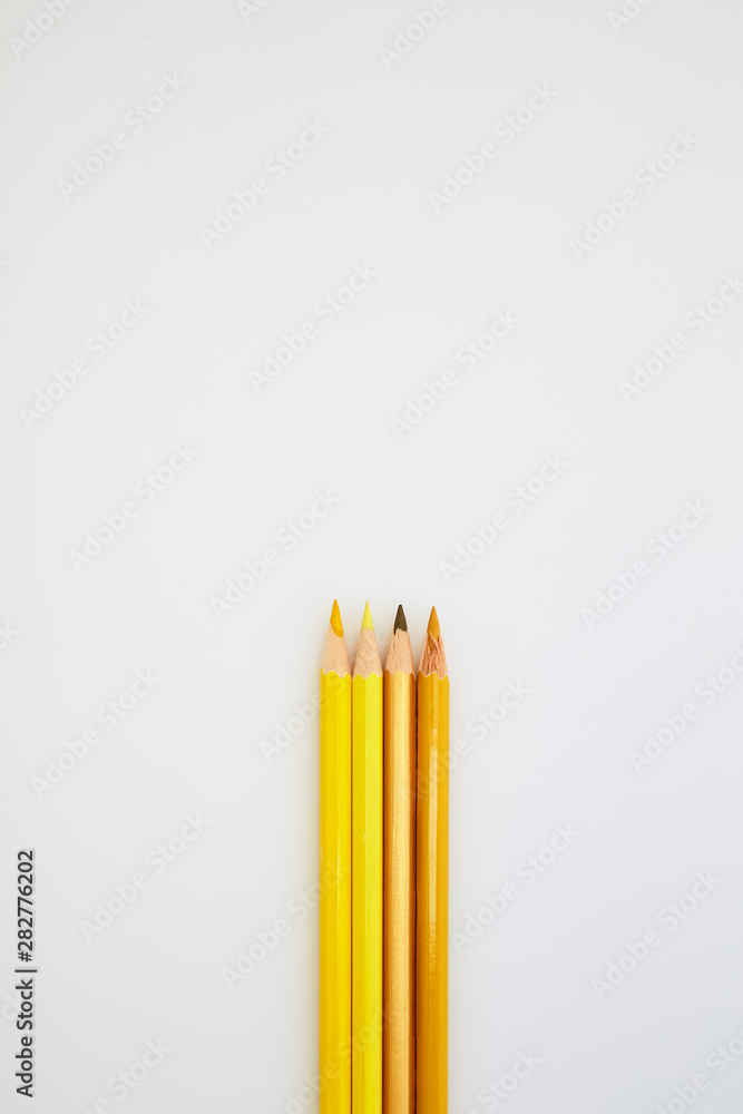 Yellow Color pencils isolated on white Yellow Color pencils isolated on white