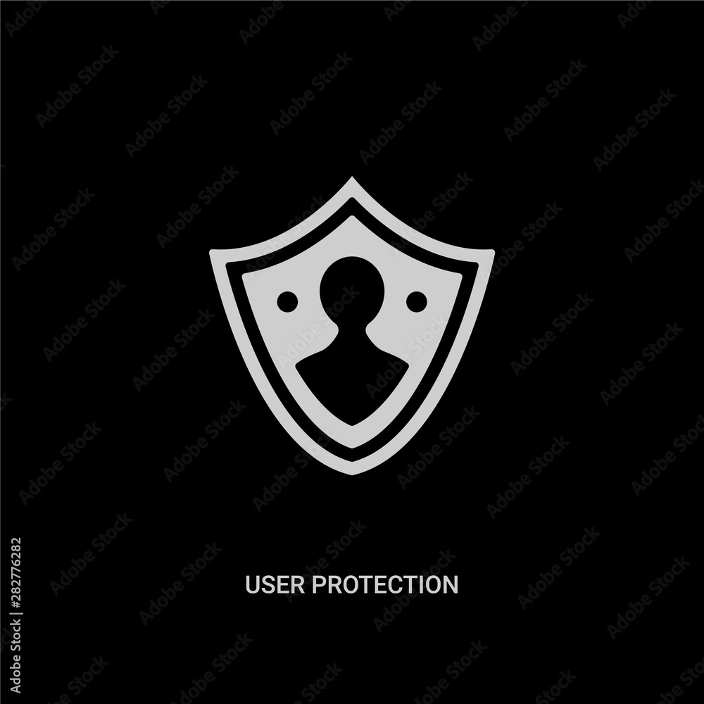 white user protection vector icon on black background. modern flat user protection from security concept vector sign symbol can be use for web, mobile and logo. white user protection vector icon on black background. modern flat user protection from security concept vector sign symbol can be use for web, mobile and logo.