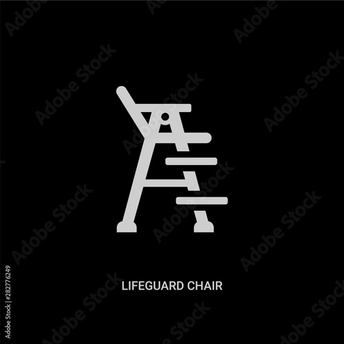 white lifeguard chair vector icon on black background. modern flat lifeguard chair from security concept vector sign symbol can be use for web, mobile and logo.