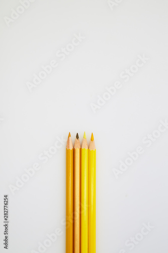 Yellow Color pencils isolated on white