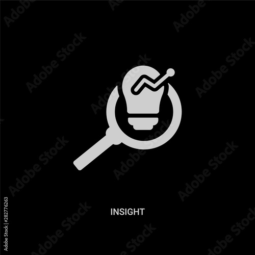 white insight vector icon on black background. modern flat insight from security concept vector sign symbol can be use for web, mobile and logo.