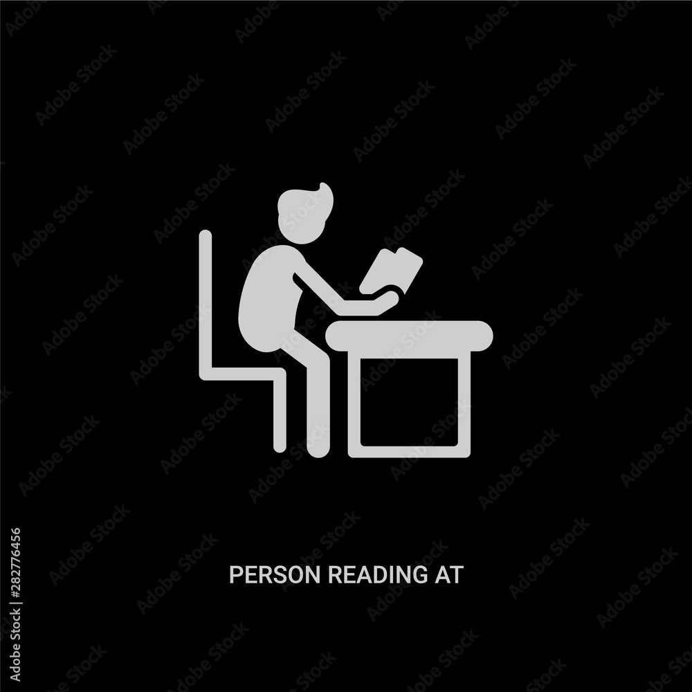 white person reading at the office vector icon on black background. modern flat person reading at the office from people concept vector sign symbol can be use for web, mobile and logo. white person reading at the office vector icon on black background. modern flat person reading at the office from people concept vector sign symbol can be use for web, mobile and logo.