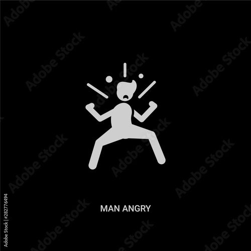 white man angry vector icon on black background. modern flat man angry from people concept vector sign symbol can be use for web, mobile and logo.