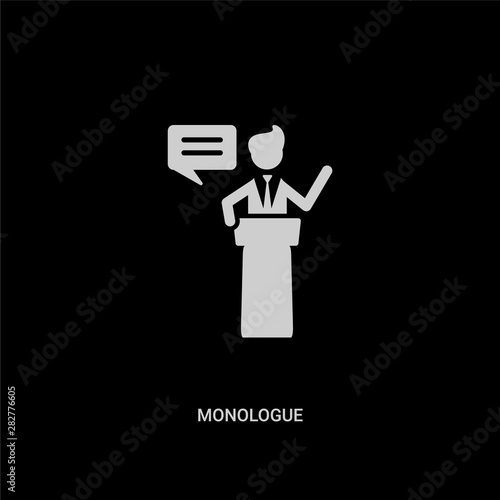 white monologue vector icon on black background. modern flat monologue from people concept vector sign symbol can be use for web, mobile and logo.