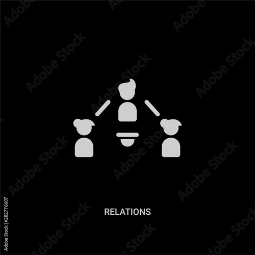 white relations vector icon on black background. modern flat relations from people concept vector sign symbol can be use for web, mobile and logo.