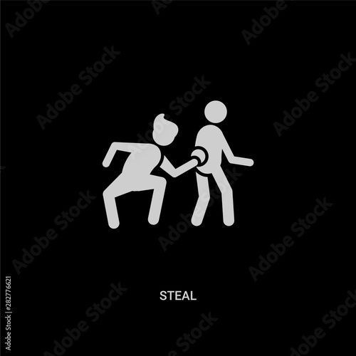 white steal vector icon on black background. modern flat steal from people concept vector sign symbol can be use for web, mobile and logo. © Meth Mehr