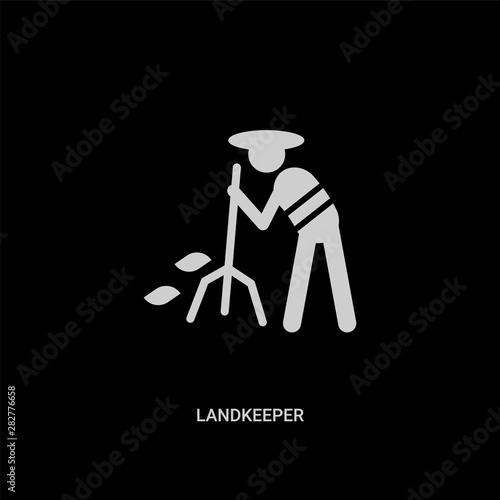 white landkeeper vector icon on black background. modern flat landkeeper from people concept vector sign symbol can be use for web, mobile and logo.
