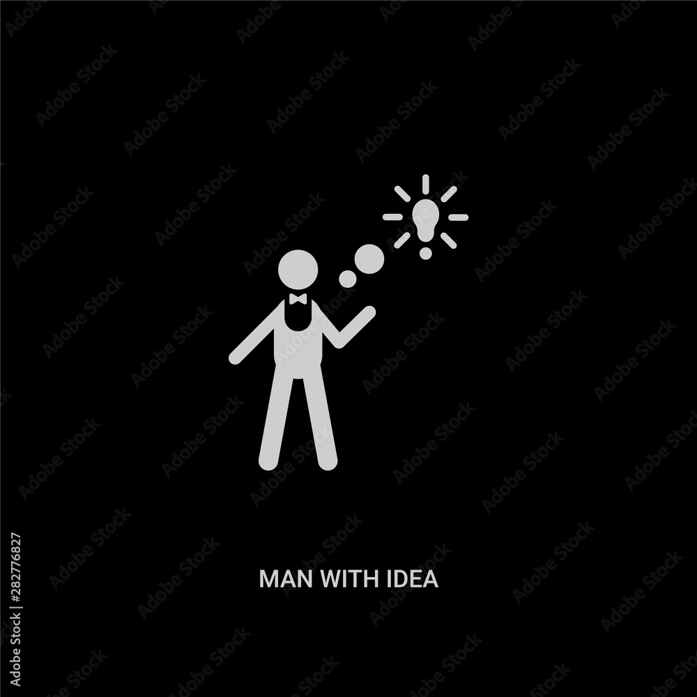 white man with idea vector icon on black background. modern flat man with idea from people concept vector sign symbol can be use for web, mobile and logo. white man with idea vector icon on black background. modern flat man with idea from people concept vector sign symbol can be use for web, mobile and logo.