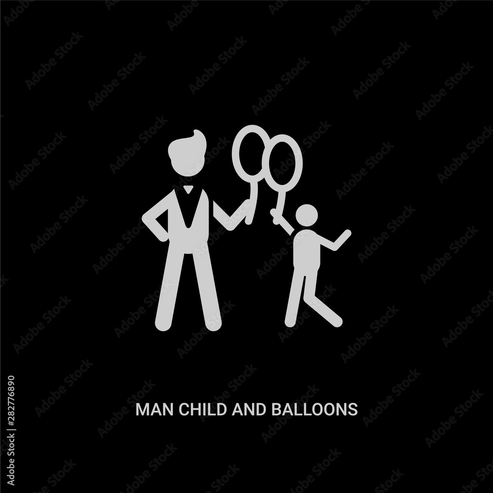 white man child and balloons vector icon on black background. modern flat man child and balloons from people concept vector sign symbol can be use for web, mobile and logo. white man child and balloons vector icon on black background. modern flat man child and balloons from people concept vector sign symbol can be use for web, mobile and logo.
