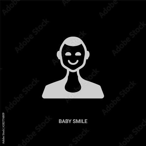 white baby smile vector icon on black background. modern flat baby smile from people concept vector sign symbol can be use for web, mobile and logo.