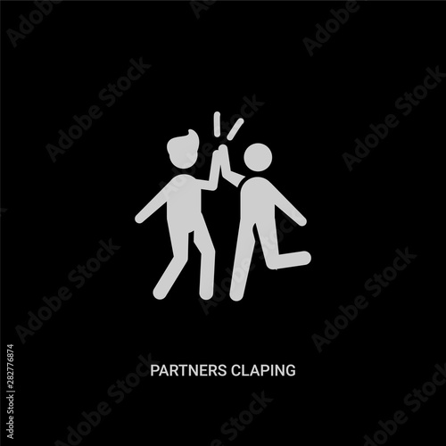 white partners claping hands vector icon on black background. modern flat partners claping hands from people concept vector sign symbol can be use for web, mobile and logo.