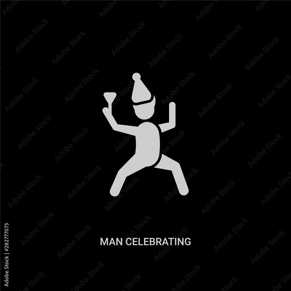white man celebrating vector icon on black background. modern flat man celebrating from people concept vector sign symbol can be use for web, mobile and logo. white man celebrating vector icon on black background. modern flat man celebrating from people concept vector sign symbol can be use for web, mobile and logo.