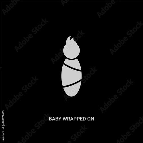 white baby wrapped on swaddling clothes vector icon on black background. modern flat baby wrapped on swaddling clothes from people concept vector sign symbol can be use for web, mobile and logo.