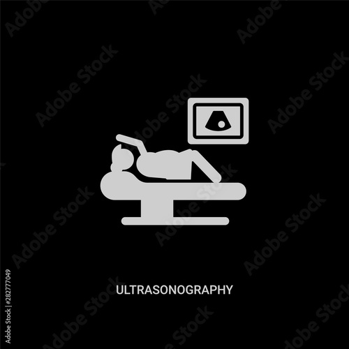 white ultrasonography vector icon on black background. modern flat ultrasonography from people concept vector sign symbol can be use for web, mobile and logo.
