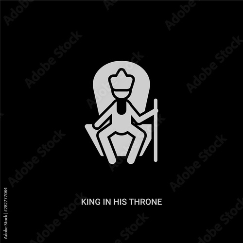 Quadro su tela white king in his throne vector icon on black background