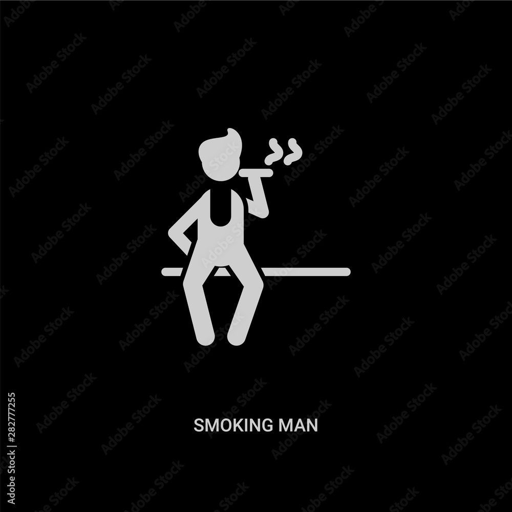 white smoking man vector icon on black background. modern flat smoking man from people concept vector sign symbol can be use for web, mobile and logo.