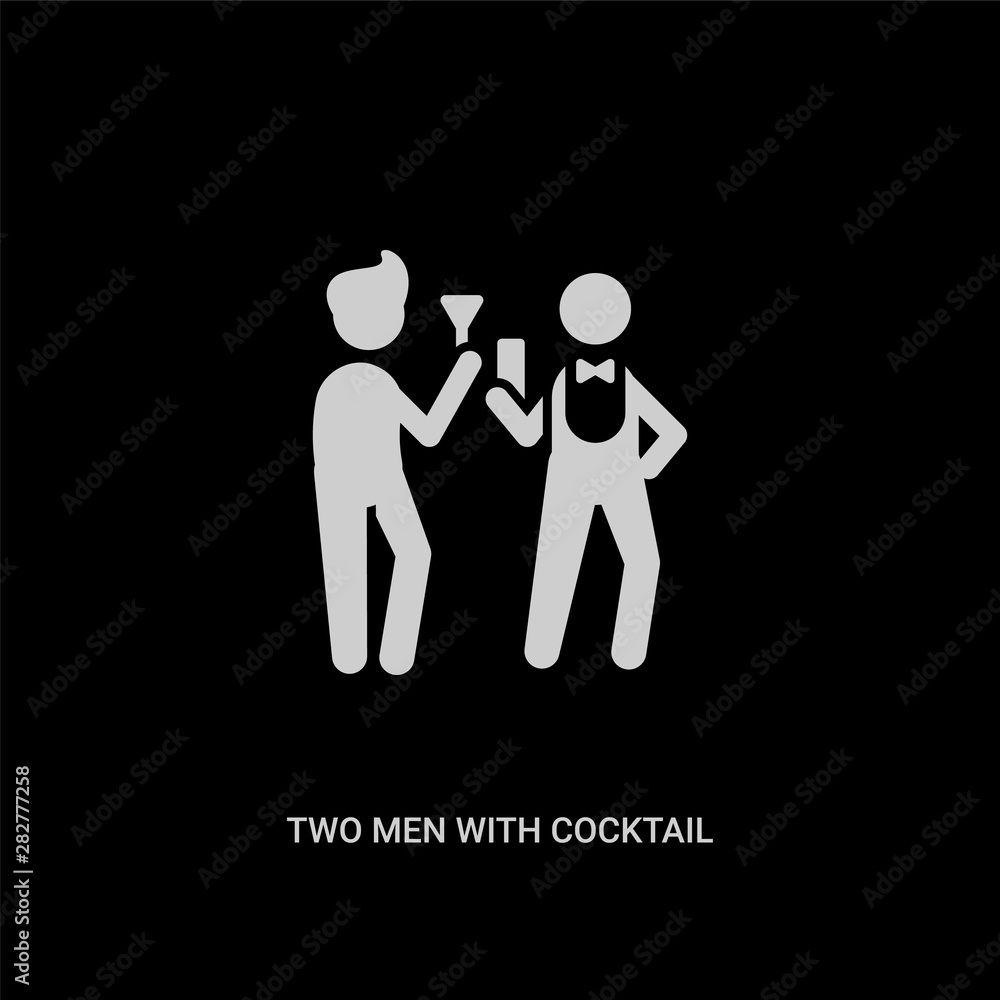 white two men with cocktail glasses vector icon on black background. modern flat two men with cocktail glasses from people concept vector sign symbol can be use for web, mobile and logo. white two men with cocktail glasses vector icon on black background. modern flat two men with cocktail glasses from people concept vector sign symbol can be use for web, mobile and logo.