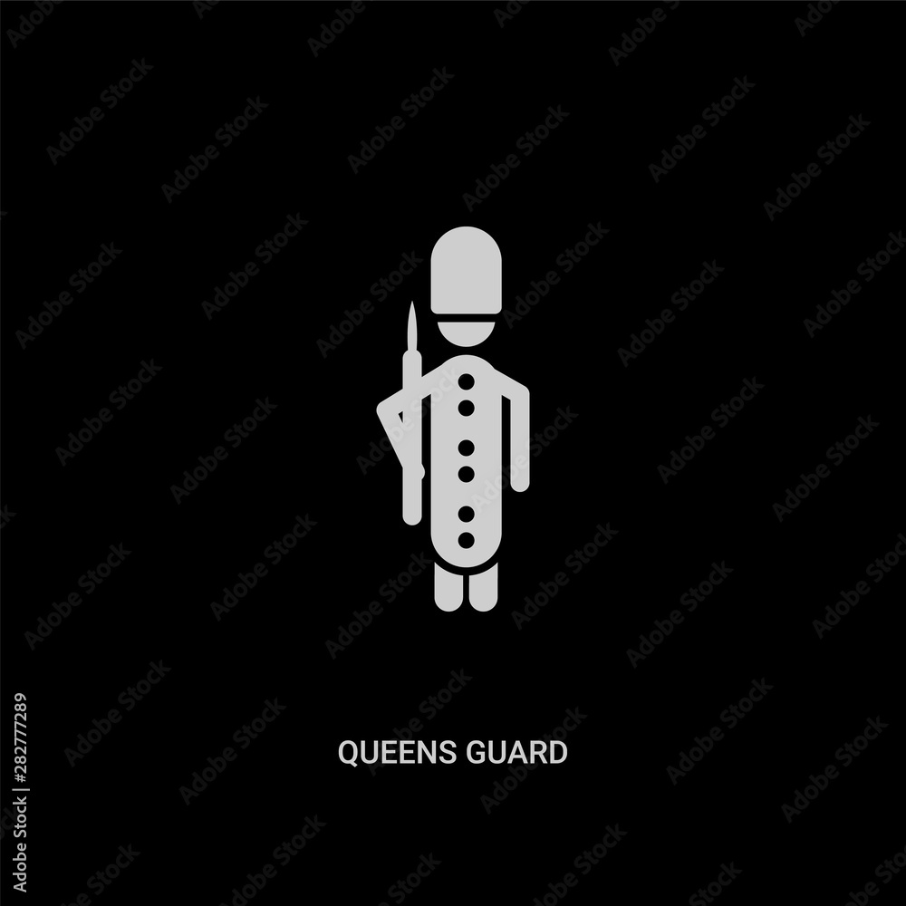 white queens guard vector icon on black background. modern flat queens guard from people concept vector sign symbol can be use for web, mobile and logo. white queens guard vector icon on black background. modern flat queens guard from people concept vector sign symbol can be use for web, mobile and logo.