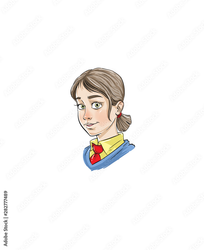 girl character portrait isolated from white background girl character portrait isolated from white background