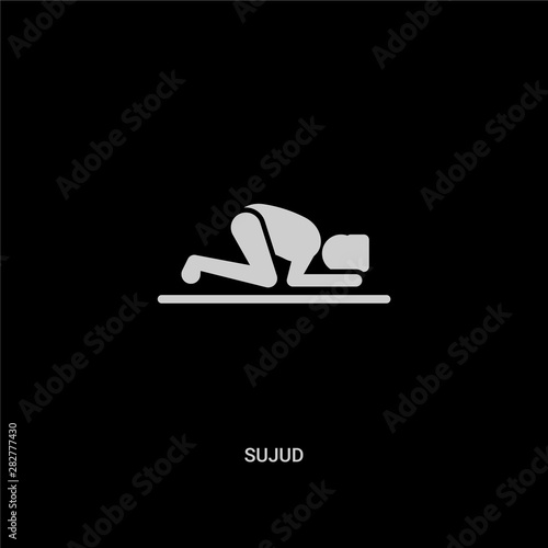 white sujud vector icon on black background. modern flat sujud from people concept vector sign symbol can be use for web, mobile and logo.