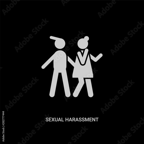 white sexual harassment vector icon on black background. modern flat sexual harassment from people concept vector sign symbol can be use for web, mobile and logo.