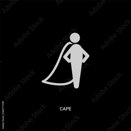 white cape vector icon on black background. modern flat cape from people concept vector sign symbol can be use for web, mobile and logo.