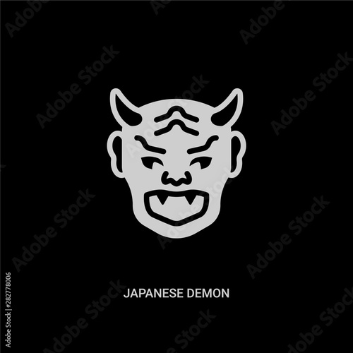 white japanese demon vector icon on black background. modern flat japanese demon from other concept vector sign symbol can be use for web, mobile and logo.
