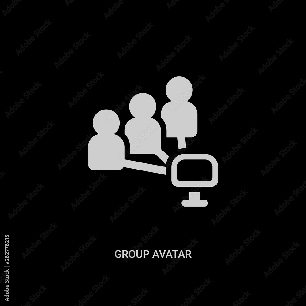 white group avatar vector icon on black background. modern flat group avatar from networking concept vector sign symbol can be use for web, mobile and logo. white group avatar vector icon on black background. modern flat group avatar from networking concept vector sign symbol can be use for web, mobile and logo.