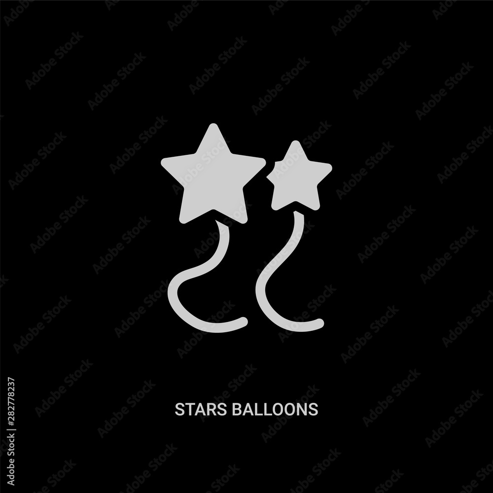 Fotografie white stars balloons vector icon on black background