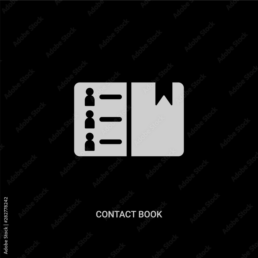 Fotografie white contact book vector icon on black background