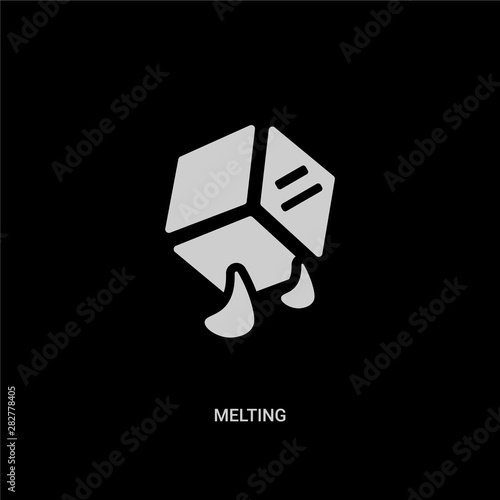 white melting vector icon on black background. modern flat melting from nature concept vector sign symbol can be use for web, mobile and logo.