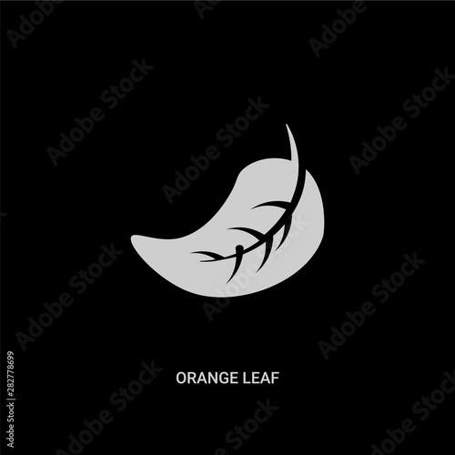 white orange leaf vector icon on black background. modern flat orange leaf from nature concept vector sign symbol can be use for web, mobile and logo.