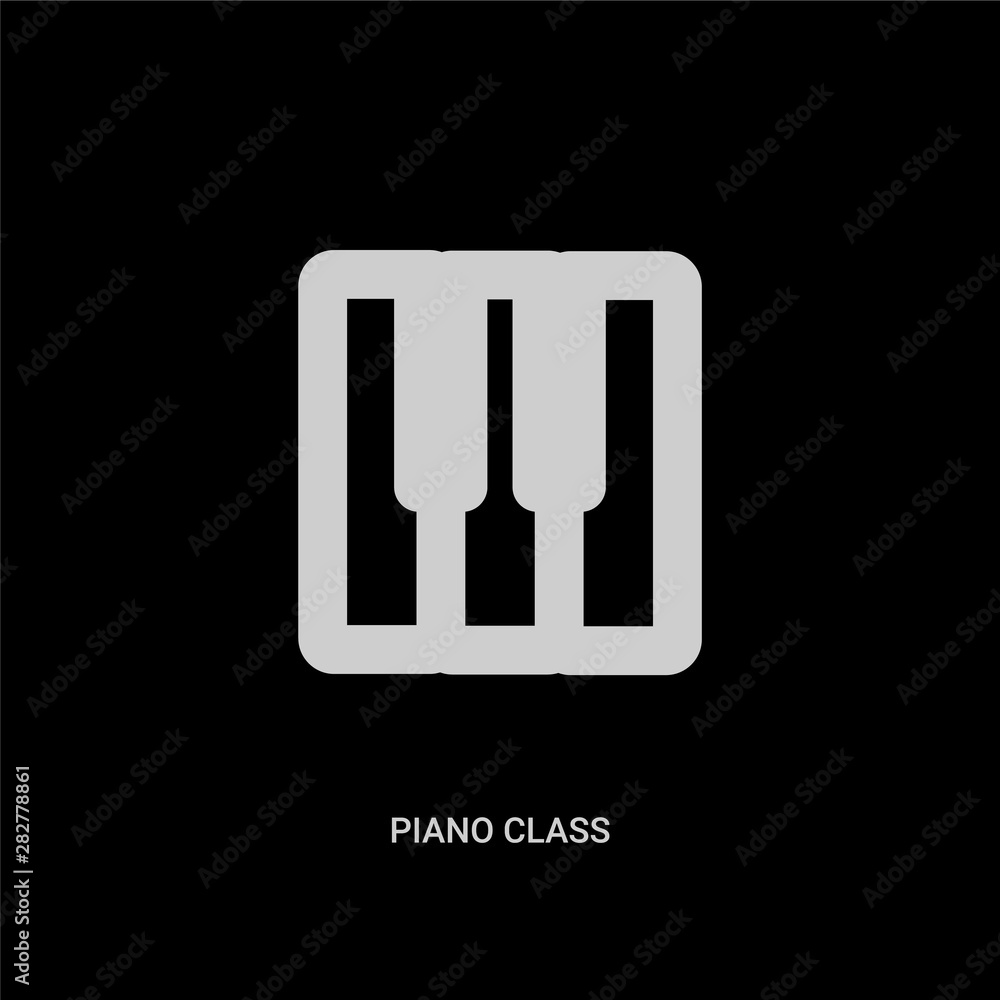 Fototapeta premium white piano class vector icon on black background. modern flat piano class from music concept vector sign symbol can be use for web, mobile and logo.