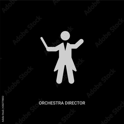 white orchestra director vector icon on black background. modern flat orchestra director from music concept vector sign symbol can be use for web, mobile and logo.