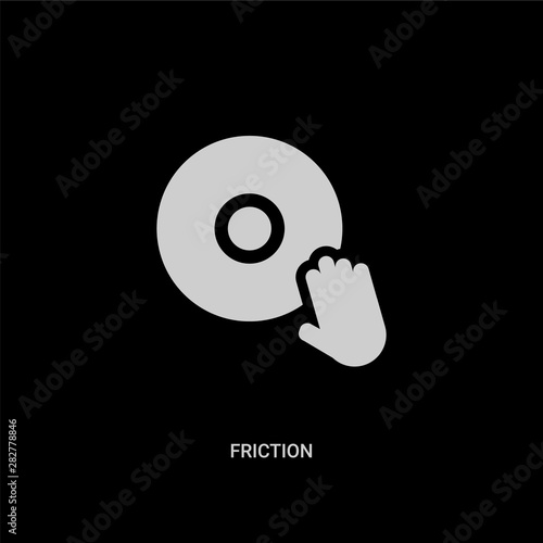 white friction vector icon on black background. modern flat friction from music concept vector sign symbol can be use for web, mobile and logo.