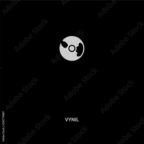 white vynil vector icon on black background. modern flat vynil from music concept vector sign symbol can be use for web, mobile and logo.