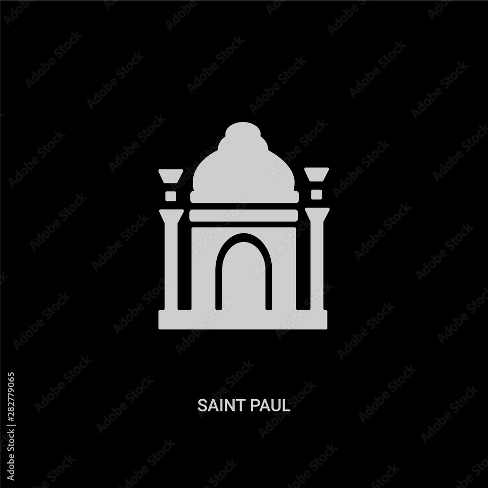 white saint paul vector icon on black background. modern flat saint paul from monuments concept vector sign symbol can be use for web, mobile and logo. white saint paul vector icon on black background. modern flat saint paul from monuments concept vector sign symbol can be use for web, mobile and logo.