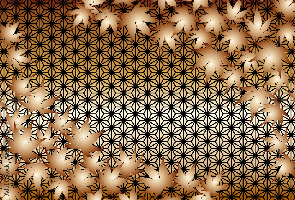 Background Wallpaper Vector Illustration Design Image Japan China Asia Free Size 背景 壁紙 ベクター イラスト デザイン 無料 無料素材 バックグラウンド フリー素材 イメージ 和風素材 日本 背景壁紙 麻葉模様 椛の葉 紅葉 秋のイメージ
