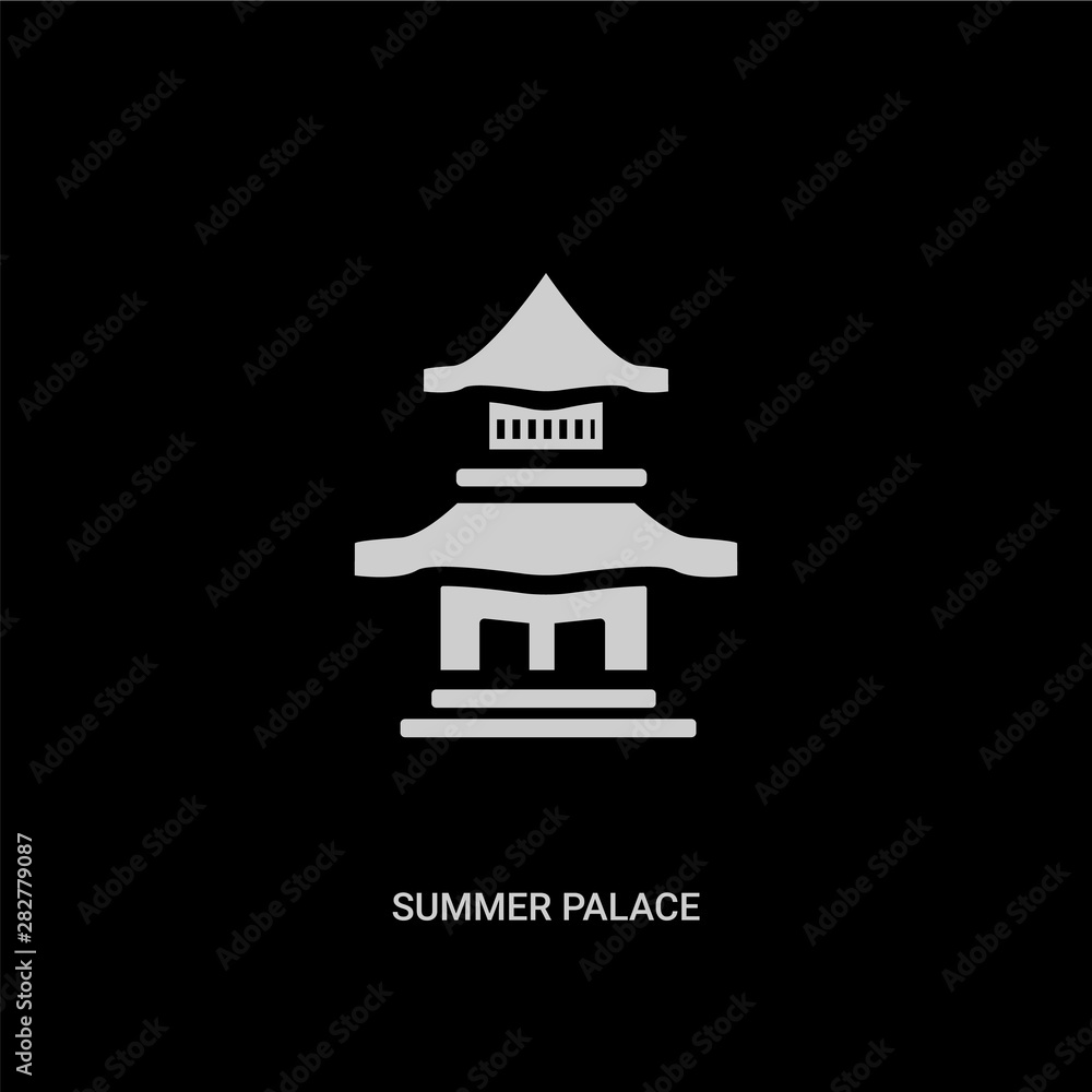 white summer palace vector icon on black background. modern flat summer palace from monuments concept vector sign symbol can be use for web, mobile and logo.