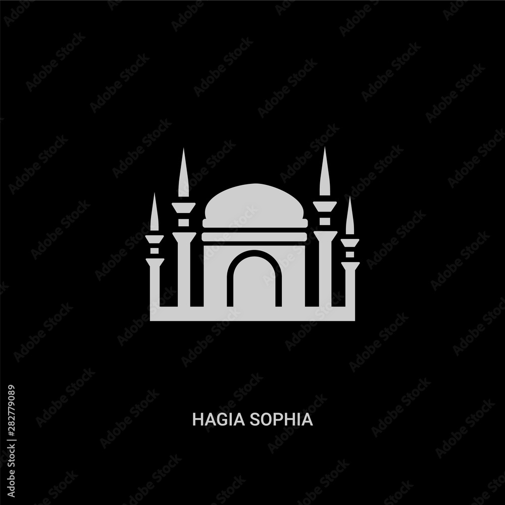 white hagia sophia vector icon on black background. modern flat hagia sophia from monuments concept vector sign symbol can be use for web, mobile and logo.