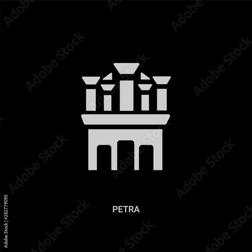 white petra vector icon on black background. modern flat petra from monuments concept vector sign symbol can be use for web, mobile and logo.