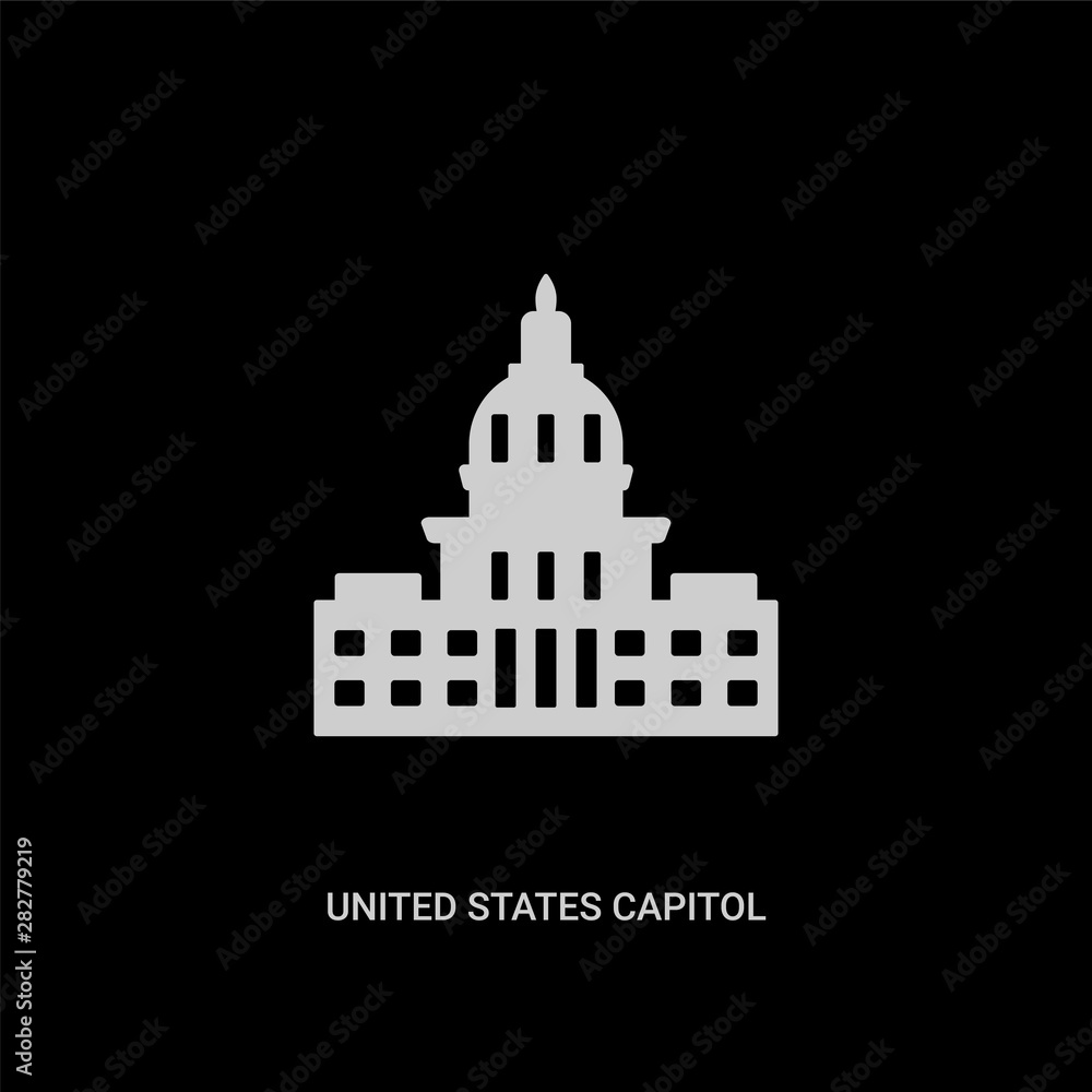 white united states capitol vector icon on black background. modern flat united states capitol from monuments concept vector sign symbol can be use for web, mobile and logo.