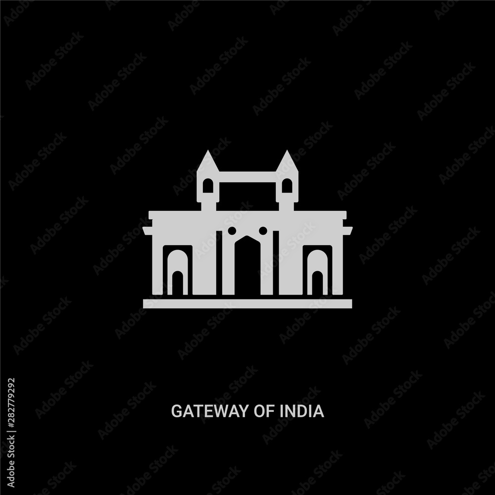 white gateway of india vector icon on black background. modern flat gateway  of india from monuments concept vector sign symbol can be use for web,  mobile and logo. Stock Vector | Adobe