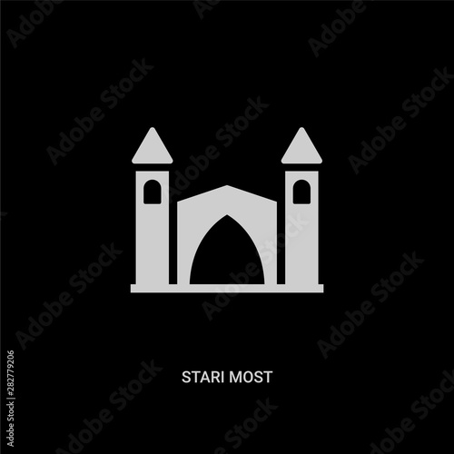 white stari most vector icon on black background. modern flat stari most from monuments concept vector sign symbol can be use for web, mobile and logo.