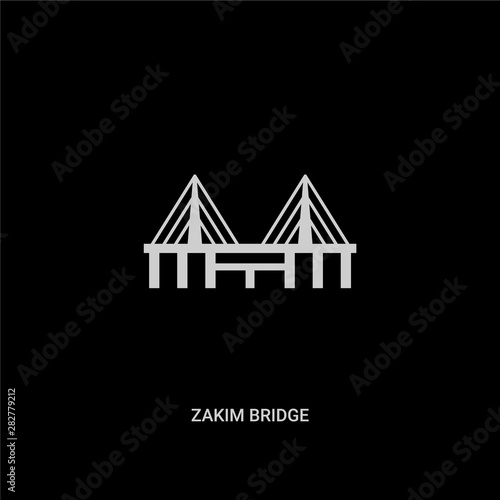 white zakim bridge vector icon on black background. modern flat zakim bridge from monuments concept vector sign symbol can be use for web, mobile and logo.