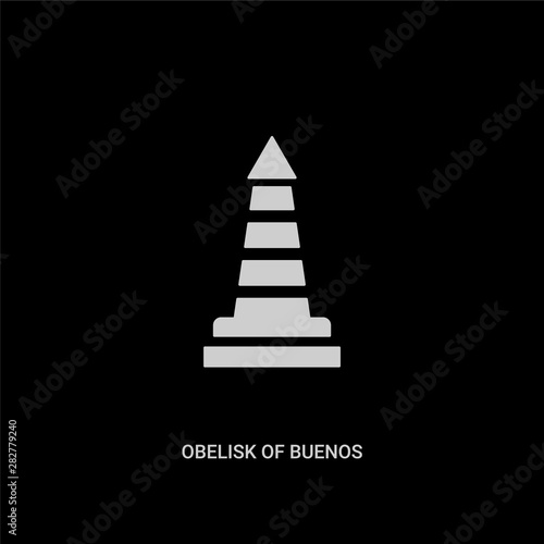 white obelisk of buenos aires vector icon on black background. modern flat obelisk of buenos aires from monuments concept vector sign symbol can be use for web, mobile and logo.