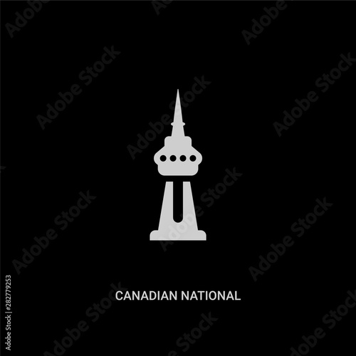 white canadian national tower vector icon on black background. modern flat canadian national tower from monuments concept vector sign symbol can be use for web, mobile and logo.
