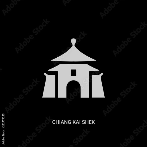 white chiang kai shek memorial hall vector icon on black background. modern flat chiang kai shek memorial hall from monuments concept vector sign symbol can be use for web, mobile and logo.