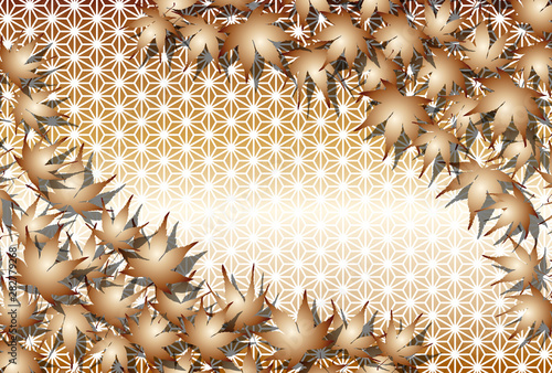 #Background #wallpaper #Vector #Illustration #design #image #Japan #china #Asia #free_size #背景 #壁紙 #ベクター #イラスト #デザイン #無料 #無料素材 #バックグラウンド #フリー素材 #イメージ #和風素材 #日本 伝統模様,麻葉紋様,椛の葉,紅葉,秋,落葉,もみじ,無料,イラスト素材,風景