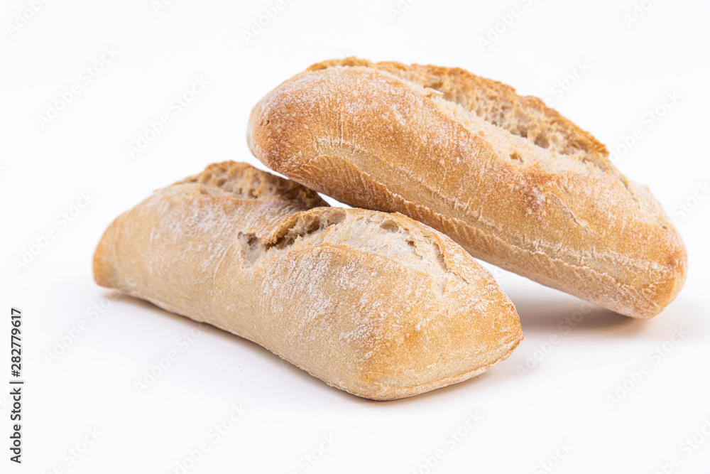 freshly baked bread isolated on white background